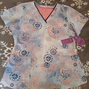 Healing Hands Medallion Print Scrub Top
